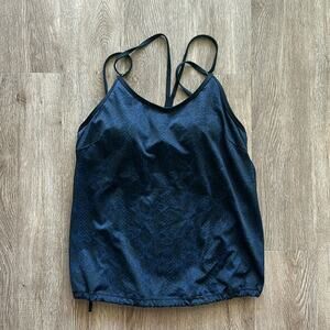 Athleta Bra Cup Blousy Tankini Top Blue Snake Print Size 38B/C